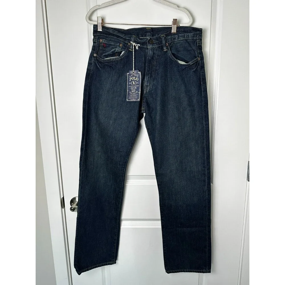 Polo Ralph Lauren Classic Fit Jeans Men 32x32 Dark Wash 100% Cotton NWT